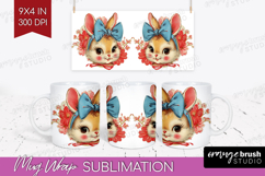 Vintage Valentines Day Mug Wrap - Retro Animal Mug PNG Product Image 1