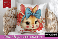 Vintage Valentines Day Pillow Sublimation - Retro Animal PNG Product Image 1
