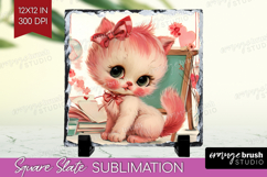 Vintage Valentines Day Slate PNG - Retro Animal Square Slate Product Image 1