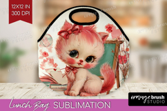 Vintage Valentines Day Lunch Bag - Retro Animal Lunch Bug Product Image 1