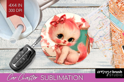 Vintage Valentines Day Car Coaster - Retro Animal Coaster Product Image 1