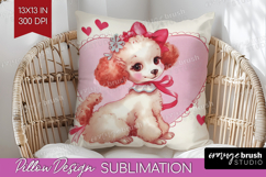 Vintage Valentines Day Pillow Sublimation - Retro Animal PNG Product Image 1