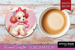 Vintage Valentines Day Round Coaster - Retro Animal Coaster Product Image 1