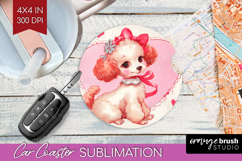 Vintage Valentines Day Car Coaster - Retro Animal Coaster Product Image 1