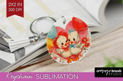 Vintage Valentines Day Keychain PNG - Retro Animal Keychain Product Image 1