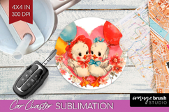 Vintage Valentines Day Car Coaster - Retro Animal Coaster Product Image 1