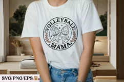 Game Day Coquette Volleyball Mama Bow SVG T-shirt Design Product Image 3