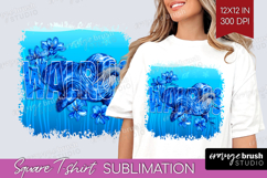 Walrus Floral Square Tshirt Background Sea Blue PNG Product Image 1