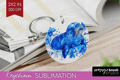 Walrus Floral Keychain PNG Blue Flowers Keychain Sublimation Product Image 1