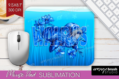 Walrus Floral Mouse Pad Sublimation Sea Blue Mousepad PNG Product Image 1