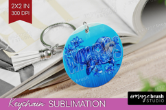 Walrus Floral Keychain PNG Sea Blue Keychain Sublimation Product Image 1