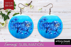 Walrus Floral Round Earrings Sea Blue PNG Sublimation Product Image 1