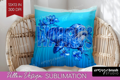 Walrus Floral Pillow Sublimation Sea Blue Pillow Cover PNG Product Image 1