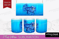 Walrus Floral Mug Wrap Sea Blue Mug PNG Sublimation Product Image 1