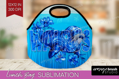 Walrus Floral Lunch Bag Sea Blue Lunch Bug PNG Sublimation Product Image 1