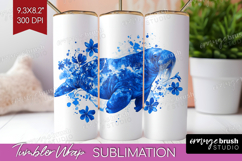 Walrus Floral Tumbler Wrap Blue Flowers Tumbler PNG Product Image 1
