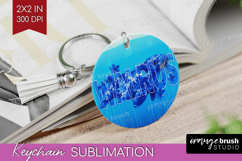 Walrus Floral Keychain PNG Sea Blue Keychain Sublimation Product Image 1