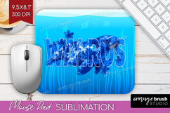 Walrus Floral Mouse Pad Sublimation Sea Blue Mousepad PNG Product Image 1