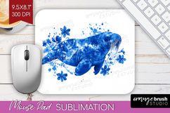 Walrus Floral Mouse Pad Sublimation Blue Flowers Mousepad Product Image 1