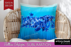 Walrus Floral Pillow Sublimation Sea Blue Pillow Cover PNG Product Image 1