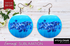 Walrus Floral Round Earrings Sea Blue PNG Sublimation Product Image 1