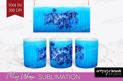 Walrus Floral Mug Wrap Sea Blue Mug PNG Sublimation Product Image 1