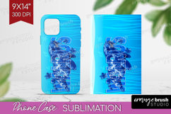 Walrus Floral Phone Case PNG Sea Blue Case PNG Sublimation Product Image 1