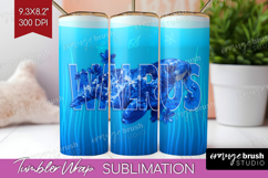 Walrus Floral Tumbler Wrap Sea Blue Tumbler PNG Sublimation Product Image 1