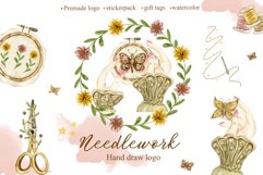 Watercolor Needlework kit. Embroidery Premade Logos. Product Image 1