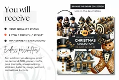 Black & Gold Santa reindeer Clipart PNG Product Image 2