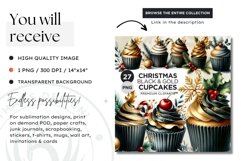 Black &amp; Gold Christmas Cupcakes Clipart PNG Product Image 2