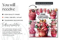 Pink Christmas Cupcakes PNG Clipart sublimation design Product Image 2