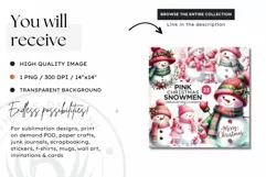 Christmas Pink Snowman family PNG Clipart Product Image 3