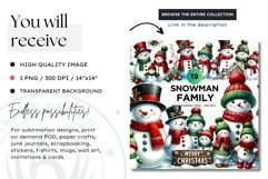 Christmas Snowman Family PNG Clipart sublimation design Product Image 2