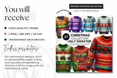 Watercolor Christmas Ugly Sweater Clipart PNG Product Image 2