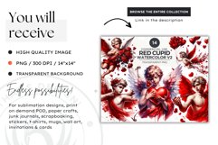 Valentines day clipart, Watercolor Cupid clipart, red cupid Product Image 3