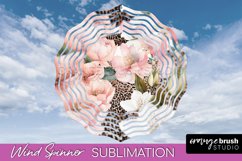 Pink Flowers Wind Spinner - Summer Wind Spinner Sublimation Product Image 1