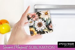 Pink Flowers Magnet Sublimation - Watercolor Magnet Design Product Image 1