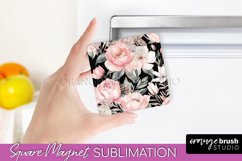 Pink Flowers Magnet Sublimation - Watercolor Magnet Design Product Image 1