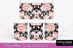 Pink Watercolor Flowers Mug Wrap - Floral Mug Sublimation Product Image 1