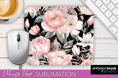 Floral Mouse Pad PNG - Pink Flowers Mousepad Sublimation Product Image 1