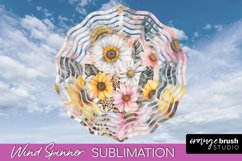 Pink Flowers Wind Spinner - Summer Wind Spinner Sublimation Product Image 1