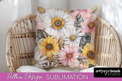 Watercolor Flowers Pillow Cover - Summer Pillow Sublimation Product Image 1