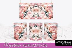 Pink Watercolor Flowers Mug Wrap - Floral Mug Sublimation Product Image 1