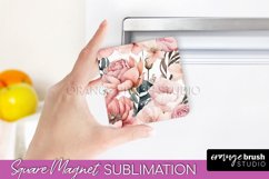 Pink Flowers Magnet Sublimation - Watercolor Magnet Design Product Image 1