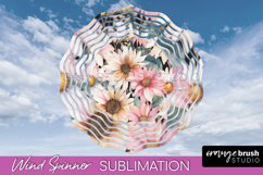 Pink Flowers Wind Spinner - Summer Wind Spinner Sublimation Product Image 1