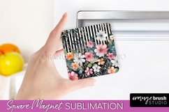 Pink Flowers Magnet Sublimation - Watercolor Magnet Design Product Image 1