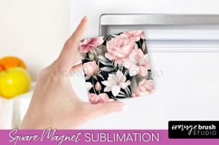 Pink Flowers Magnet Sublimation - Watercolor Magnet Design Product Image 1