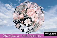 Pink Flowers Wind Spinner - Summer Wind Spinner Sublimation Product Image 1