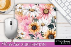 Floral Mouse Pad PNG - Pink Flowers Mousepad Sublimation Product Image 1